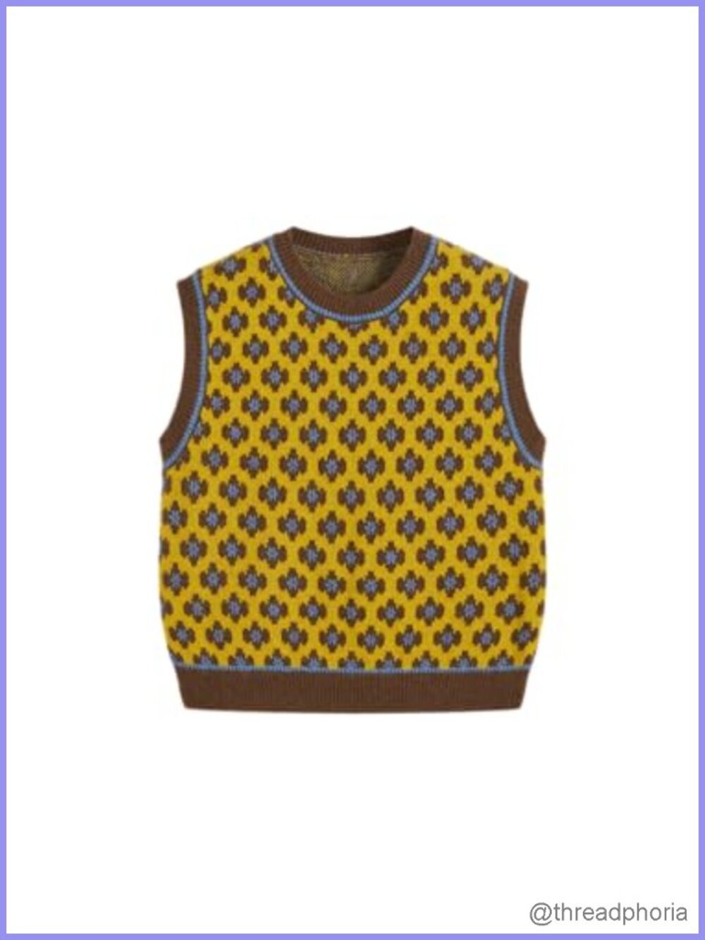 Women's Sleeveless Cropped Sweater Vest - Geometric Pattern, High Stretch Knit